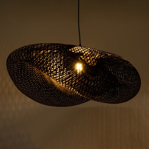 GLOBOSTAR® MEXICO 02203 Boho Κρεμαστό Φωτιστικό Οροφής με Ντουί 1 x E27 AC 220-240V IP20 - Μαύρο - Μ100 x Π62 x Υ33cm