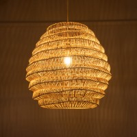 GLOBOSTAR® OREGON 02206 Boho Κρεμαστό Φωτιστικό Οροφής με Ντουί 1 x E27 AC 220-240V IP20 - Μπεζ - Μ60 x Π60 x Υ56cm