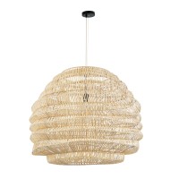 GLOBOSTAR® OREGON 02207 Boho Κρεμαστό Φωτιστικό Οροφής με Ντουί 1 x E27 AC 220-240V IP20 - Μπεζ - Μ80 x Π80 x Υ65cm