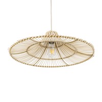 GLOBOSTAR® PALERMO 02208 Boho Κρεμαστό Φωτιστικό Οροφής με Ντουί 1 x E27 AC 220-240V IP20 - Μπεζ - Μ60 x Π60 x Υ20cm