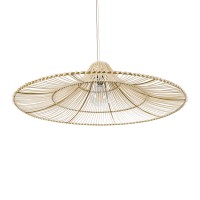 GLOBOSTAR® PALERMO 02209 Boho Κρεμαστό Φωτιστικό Οροφής με Ντουί 1 x E27 AC 220-240V IP20 - Μπεζ - Μ100 x Π100 x Υ30cm