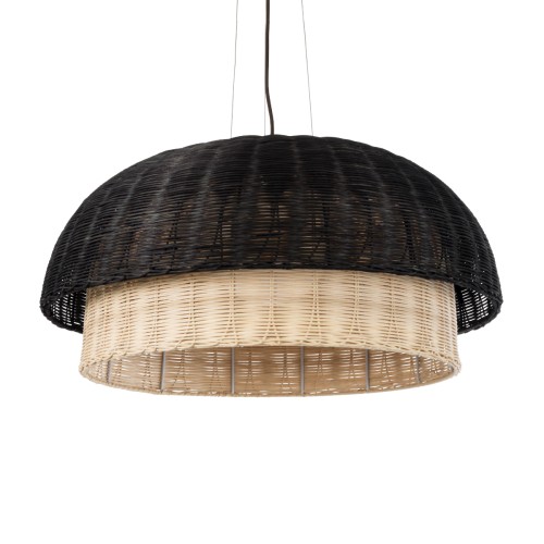 GLOBOSTAR® CORSICA 02216 Boho Κρεμαστό Φωτιστικό Οροφής με Ντουί 1 x E27 AC 220-240V IP20 - Μαύρο & Μπεζ - Μ70 x Π70 x Υ35cm
