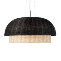 GLOBOSTAR® CORSICA 02216 Boho Κρεμαστό Φωτιστικό Οροφής με Ντουί 1 x E27 AC 220-240V IP20 - Μαύρο & Μπεζ - Μ70 x Π70 x Υ35cm