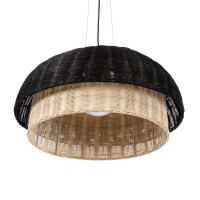 GLOBOSTAR® CORSICA 02216 Boho Κρεμαστό Φωτιστικό Οροφής με Ντουί 1 x E27 AC 220-240V IP20 - Μαύρο & Μπεζ - Μ70 x Π70 x Υ35cm