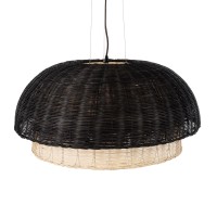 GLOBOSTAR® CORSICA 02216 Boho Κρεμαστό Φωτιστικό Οροφής με Ντουί 1 x E27 AC 220-240V IP20 - Μαύρο & Μπεζ - Μ70 x Π70 x Υ35cm