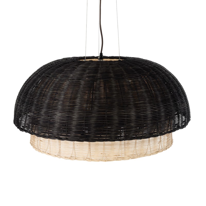GLOBOSTAR® CORSICA 02216 Boho Κρεμαστό Φωτιστικό Οροφής με Ντουί 1 x E27 AC 220-240V IP20 - Μαύρο & Μπεζ - Μ70 x Π70 x Υ35cm