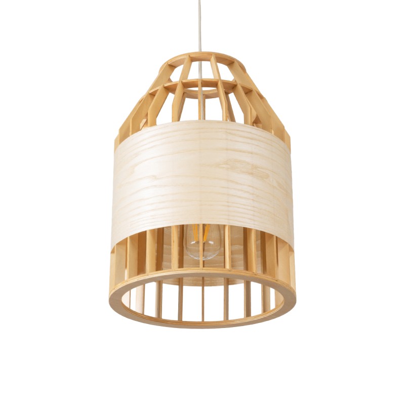 GLOBOSTAR® GALIA 02219 Boho Κρεμαστό Φωτιστικό Οροφής με Ντουί 1 x E27 AC 220-240V IP20 - Μπεζ & Καφέ - Μ30 x Π30 x Υ40cm
