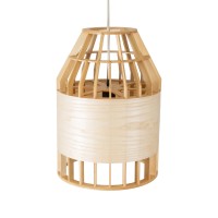 GLOBOSTAR® GALIA 02219 Boho Κρεμαστό Φωτιστικό Οροφής με Ντουί 1 x E27 AC 220-240V IP20 - Μπεζ & Καφέ - Μ30 x Π30 x Υ40cm