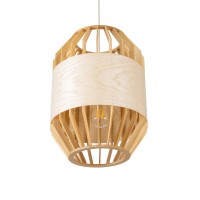 GLOBOSTAR® GALIA 02220 Boho Κρεμαστό Φωτιστικό Οροφής με Ντουί 1 x E27 AC 220-240V IP20 - Μπεζ & Καφέ - Μ30 x Π30 x Υ40cm