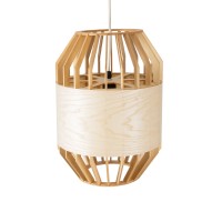 GLOBOSTAR® GALIA 02220 Boho Κρεμαστό Φωτιστικό Οροφής με Ντουί 1 x E27 AC 220-240V IP20 - Μπεζ & Καφέ - Μ30 x Π30 x Υ40cm