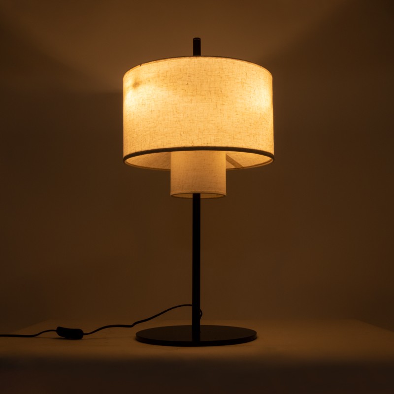 GLOBOSTAR® MARIGOLD 02227 Μοντέρνο Επιτραπέζιο Φωτιστικό Πορτατίφ με Ντουί 3 x E27 AC 220-240V IP20 - Μαύρο & Μπεζ - M36 x Π36 x Υ70cm
