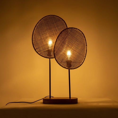 GLOBOSTAR® AZUL 02231 Boho Επιτραπέζιο Φωτιστικό Πορτατίφ με Ντουί 2 x E27 AC 220-240V IP20 - Μπεζ & Μαύρο - Μ45 x Π11 x Υ75cm