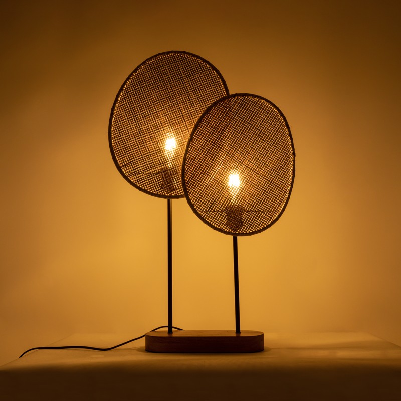GLOBOSTAR® AZUL 02231 Boho Επιτραπέζιο Φωτιστικό Πορτατίφ με Ντουί 2 x E27 AC 220-240V IP20 - Μπεζ & Μαύρο - Μ45 x Π11 x Υ75cm