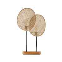 GLOBOSTAR® AZUL 02231 Boho Επιτραπέζιο Φωτιστικό Πορτατίφ με Ντουί 2 x E27 AC 220-240V IP20 - Μπεζ & Μαύρο - Μ45 x Π11 x Υ75cm