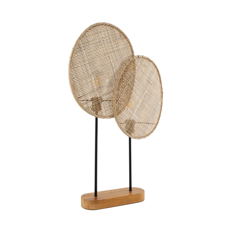 GLOBOSTAR® AZUL 02231 Boho Επιτραπέζιο Φωτιστικό Πορτατίφ με Ντουί 2 x E27 AC 220-240V IP20 - Μπεζ & Μαύρο - Μ45 x Π11 x Υ75cm