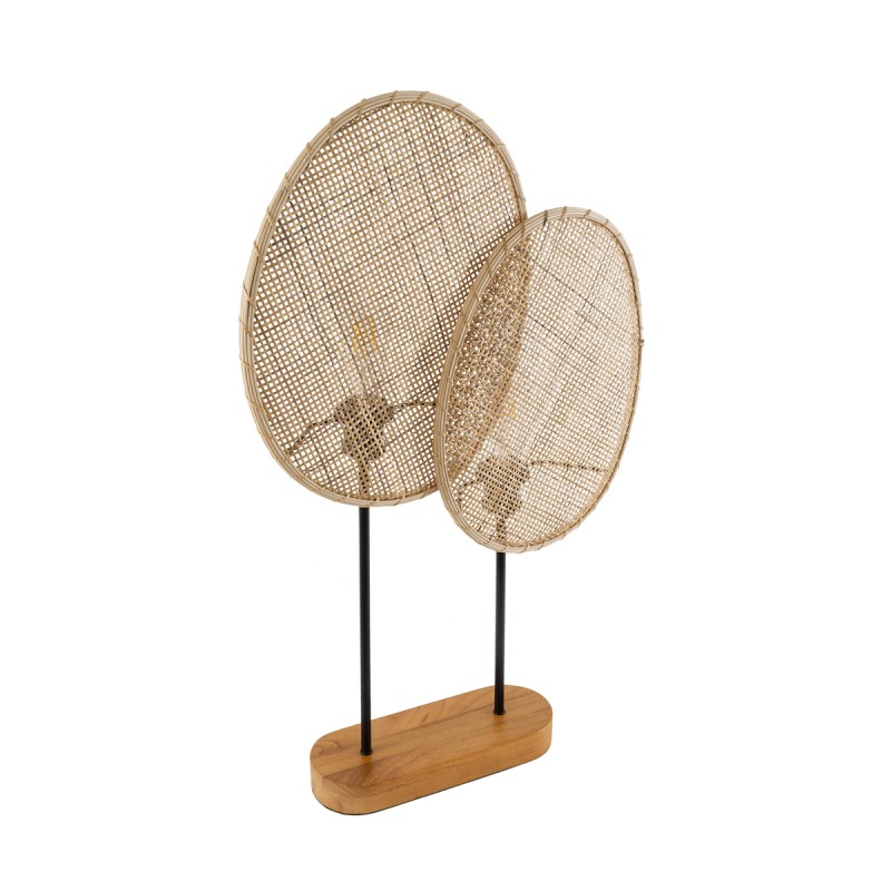GLOBOSTAR® AZUL 02231 Boho Επιτραπέζιο Φωτιστικό Πορτατίφ με Ντουί 2 x E27 AC 220-240V IP20 - Μπεζ & Μαύρο - Μ45 x Π11 x Υ75cm