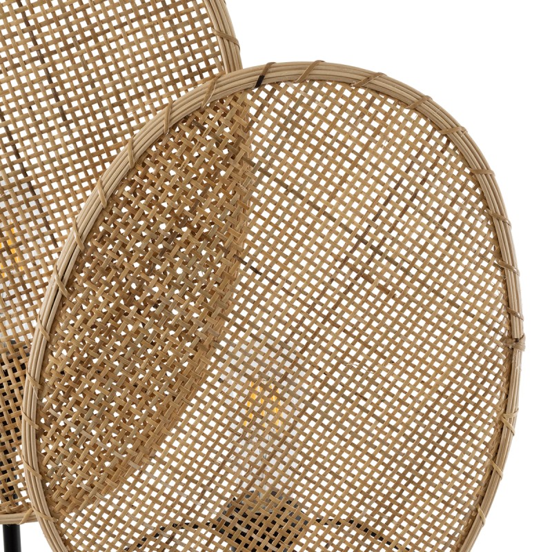 GLOBOSTAR® AZUL 02231 Boho Επιτραπέζιο Φωτιστικό Πορτατίφ με Ντουί 2 x E27 AC 220-240V IP20 - Μπεζ & Μαύρο - Μ45 x Π11 x Υ75cm