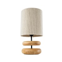 GLOBOSTAR® TUVALU 02236 Boho Επιτραπέζιο Φωτιστικό Πορτατίφ με Ντουί 1 x E27 AC 220-240V IP20 - Καφέ & Μπεζ - Μ22 x Π22 x Υ42cm