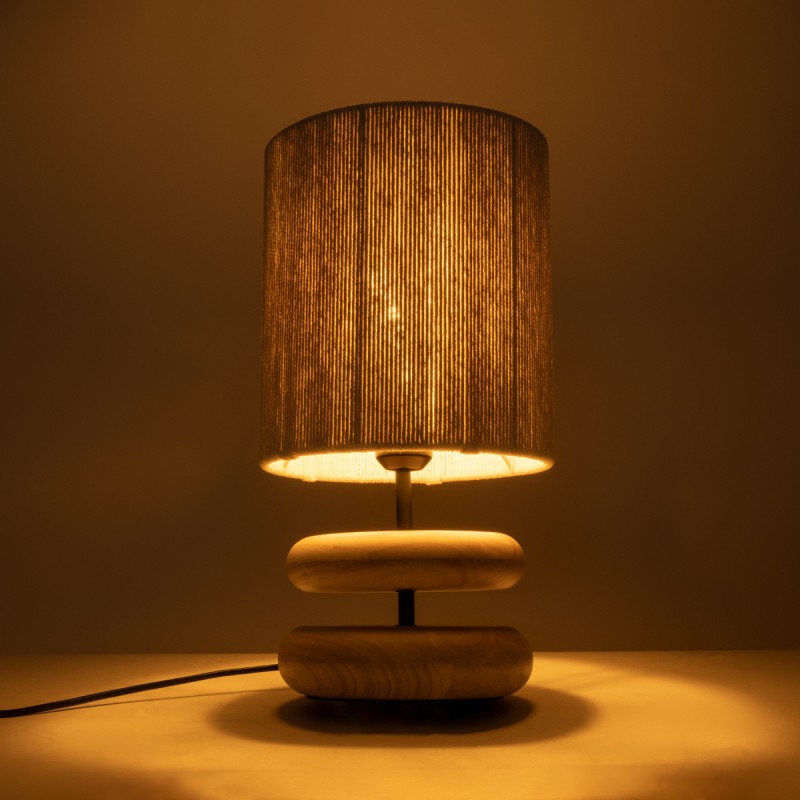 GLOBOSTAR® TUVALU 02236 Boho Επιτραπέζιο Φωτιστικό Πορτατίφ με Ντουί 1 x E27 AC 220-240V IP20 - Καφέ & Μπεζ - Μ22 x Π22 x Υ42cm