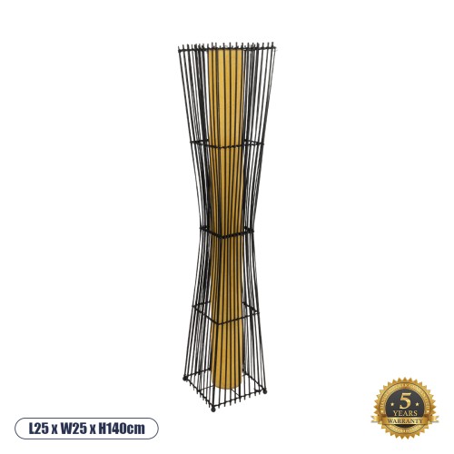 GLOBOSTAR® PALMA 02274 Boho Επιδαπέδιο Φωτιστικό με Ντουί 2 x E27 AC 220-240V IP20 - Μαύρο & Μπεζ - Μ25 x Π25 x Υ140cm