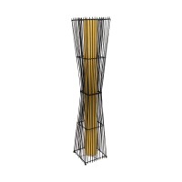 GLOBOSTAR® PALMA 02274 Boho Επιδαπέδιο Φωτιστικό με Ντουί 2 x E27 AC 220-240V IP20 - Μαύρο & Μπεζ - Μ25 x Π25 x Υ140cm