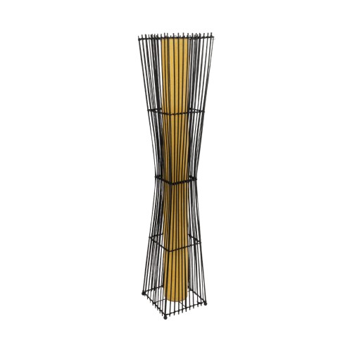 GLOBOSTAR® PALMA 02274 Boho Επιδαπέδιο Φωτιστικό με Ντουί 2 x E27 AC 220-240V IP20 - Μαύρο & Μπεζ - Μ25 x Π25 x Υ140cm