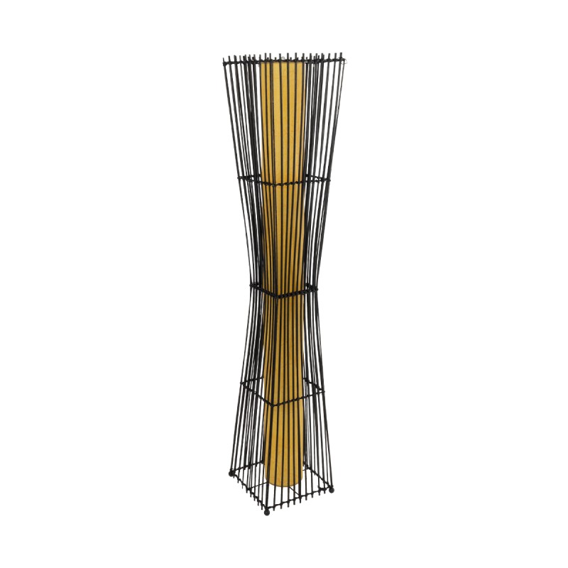 GLOBOSTAR® PALMA 02274 Boho Επιδαπέδιο Φωτιστικό με Ντουί 2 x E27 AC 220-240V IP20 - Μαύρο & Μπεζ - Μ25 x Π25 x Υ140cm