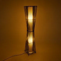 GLOBOSTAR® PALMA 02274 Boho Επιδαπέδιο Φωτιστικό με Ντουί 2 x E27 AC 220-240V IP20 - Μαύρο & Μπεζ - Μ25 x Π25 x Υ140cm