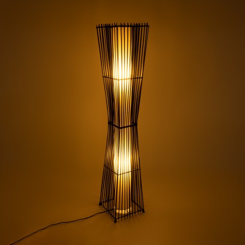 GLOBOSTAR® PALMA 02274 Boho Επιδαπέδιο Φωτιστικό με Ντουί 2 x E27 AC 220-240V IP20 - Μαύρο & Μπεζ - Μ25 x Π25 x Υ140cm