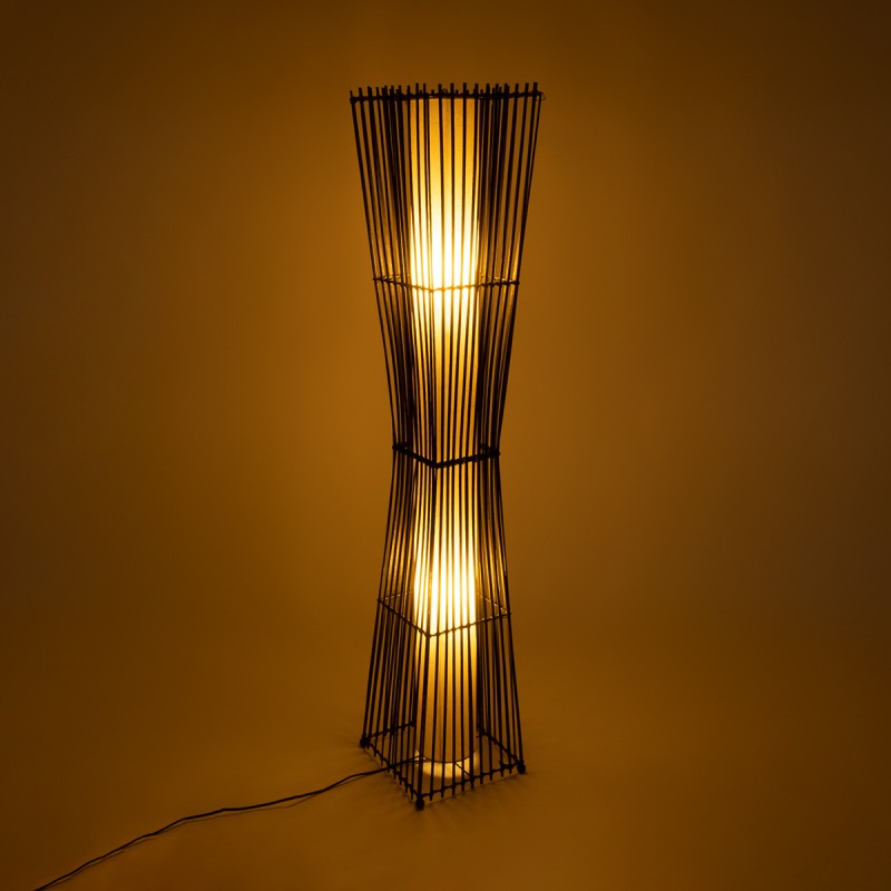 GLOBOSTAR® PALMA 02274 Boho Επιδαπέδιο Φωτιστικό με Ντουί 2 x E27 AC 220-240V IP20 - Μαύρο & Μπεζ - Μ25 x Π25 x Υ140cm