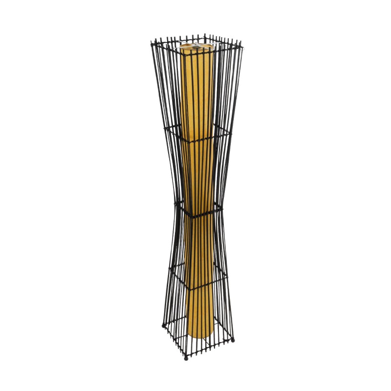 GLOBOSTAR® PALMA 02274 Boho Επιδαπέδιο Φωτιστικό με Ντουί 2 x E27 AC 220-240V IP20 - Μαύρο & Μπεζ - Μ25 x Π25 x Υ140cm