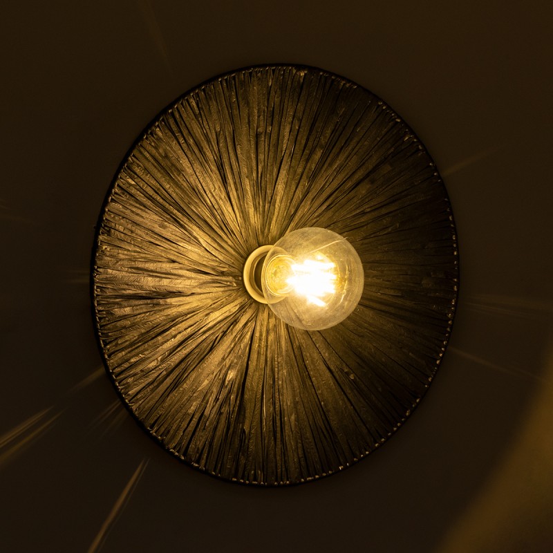 GLOBOSTAR® COLOMBO 02279 Boho Φωτιστικό Τοίχου - Απλίκα με Ντουί 1 x E27 AC 220-240V IP20 - Μαύρο - Μ40 x Π40 x Υ9cm