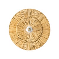 GLOBOSTAR® COLOMBO 02284 Boho Φωτιστικό Τοίχου - Απλίκα με Ντουί 1 x E27 AC 220-240V IP20 - Μπεζ - Μ40 x Π40 x Υ9cm