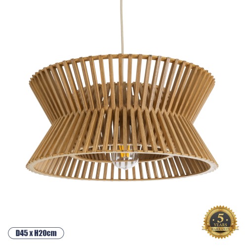 GLOBOSTAR® BIMINI 02287 Boho Κρεμαστό Φωτιστικό Οροφής με Ντουί 1 x E27 AC 220-240V IP20 - Καφέ - Μ45 x Π45 x Υ20cm