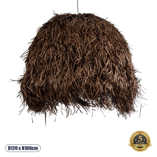 GLOBOSTAR® GUADELOUPE 02295 Boho Κρεμαστό Φωτιστικό Οροφής με Ντουί 1 x E27 AC 220-240V IP20 - Καφέ - Μ120 x Π120 x Υ100cm