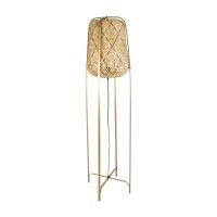 GLOBOSTAR® MEILANI 02301 Boho Επιδαπέδιο Φωτιστικό με Ντουί 1 x E27 AC 220-240V IP20 - Χρυσό & Μπεζ - Μ40 x Π40 x Υ150cm