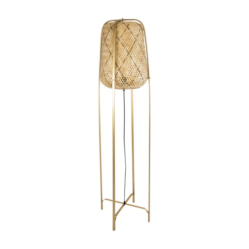 GLOBOSTAR® MEILANI 02301 Boho Επιδαπέδιο Φωτιστικό με Ντουί 1 x E27 AC 220-240V IP20 - Χρυσό & Μπεζ - Μ40 x Π40 x Υ150cm