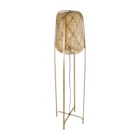 GLOBOSTAR® MEILANI 02301 Boho Επιδαπέδιο Φωτιστικό με Ντουί 1 x E27 AC 220-240V IP20 - Χρυσό & Μπεζ - Μ40 x Π40 x Υ150cm