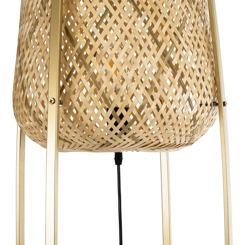 GLOBOSTAR® MEILANI 02301 Boho Επιδαπέδιο Φωτιστικό με Ντουί 1 x E27 AC 220-240V IP20 - Χρυσό & Μπεζ - Μ40 x Π40 x Υ150cm