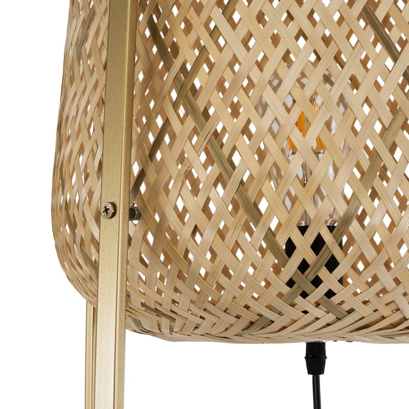 GLOBOSTAR® MEILANI 02301 Boho Επιδαπέδιο Φωτιστικό με Ντουί 1 x E27 AC 220-240V IP20 - Χρυσό & Μπεζ - Μ40 x Π40 x Υ150cm