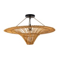GLOBOSTAR® PALERMO 02308 Boho Φωτιστικό Οροφής με Ντουί 1 x E27 AC 220-240V IP20 - Καφέ - Μ60 x Π60 x Υ36cm