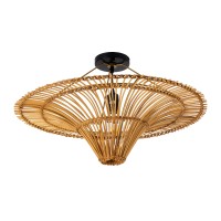 GLOBOSTAR® PALERMO 02308 Boho Φωτιστικό Οροφής με Ντουί 1 x E27 AC 220-240V IP20 - Καφέ - Μ60 x Π60 x Υ36cm