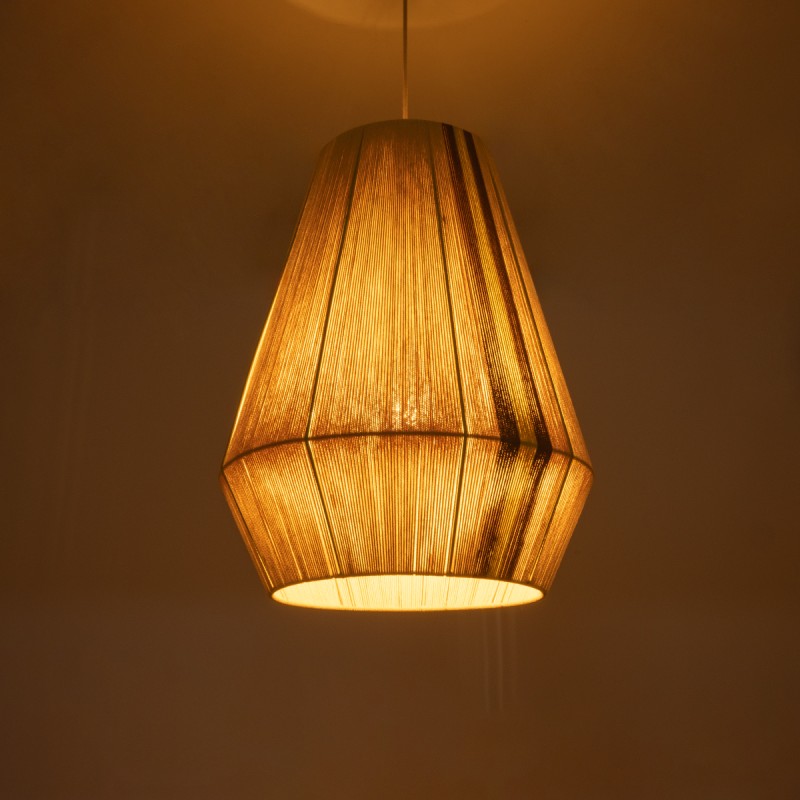 GLOBOSTAR® SALERNO 02334 Boho Κρεμαστό Φωτιστικό Οροφής με Ντουί 1 x E27 AC 220-240V IP20 - Μπεζ & Καφέ - Μ50 x Π50 x Υ60cm