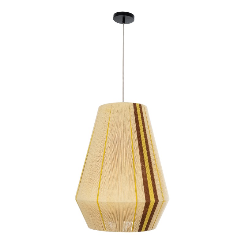 GLOBOSTAR® SALERNO 02334 Boho Κρεμαστό Φωτιστικό Οροφής με Ντουί 1 x E27 AC 220-240V IP20 - Μπεζ & Καφέ - Μ50 x Π50 x Υ60cm