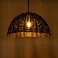GLOBOSTAR® MONTANA 02383 Boho Κρεμαστό Φωτιστικό Οροφής με Ντουί 1 x E27 AC 220-240V IP20 - Μαύρο - Μ50 x Π50 x Υ25cm