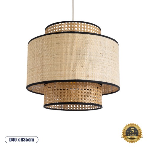 GLOBOSTAR® BRAVADO 02386 Boho Κρεμαστό Φωτιστικό Οροφής με Ντουί 1 x E27 AC 220-240V IP20 - Μπεζ - Μ40 x Π40 x Υ35cm