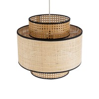GLOBOSTAR® BRAVADO 02386 Boho Κρεμαστό Φωτιστικό Οροφής με Ντουί 1 x E27 AC 220-240V IP20 - Μπεζ- Μ40 x Π40 x Υ35cm