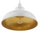 GloboStar® ANDY 00999 Μοντέρνο Κρεμαστό Φωτιστικό Οροφής Μονόφωτο Λευκό Χρυσό Μεταλλικό Καμπάνα Φ35 x Υ28cm