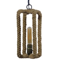 GLOBOSTAR® ELDORA 10001014 Vintage Κρεμαστό Φωτιστικό Οροφής με Ντουί 1 x E27 AC 220-240V IP20 - Μπεζ & Μπρούτζινο - Μ13 x Π13 x Υ30cm