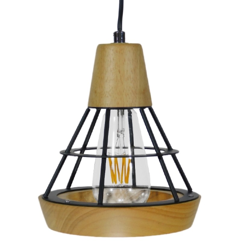 GLOBOSTAR® AKRON 10001133 Μοντέρνο Κρεμαστό Φωτιστικό Οροφής με Ντουί 1 x E27 AC 220-240V IP20 - Μπεζ & Μαύρο - Μ19 x Π19 x Υ22cm